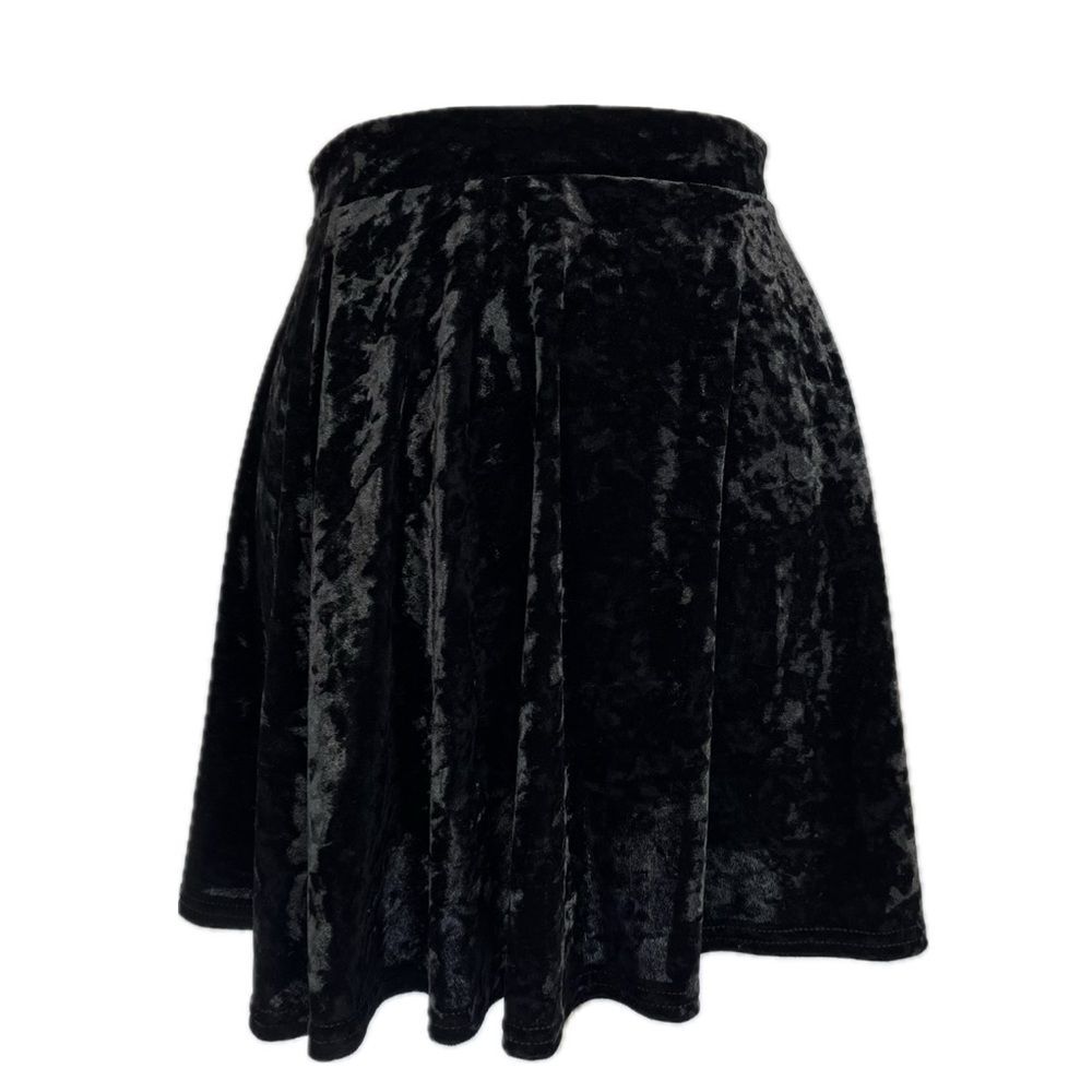 Topshop Whimsigoth Black Crushed Velvet Mini Skater Skirt Size 4 Punk Grunge